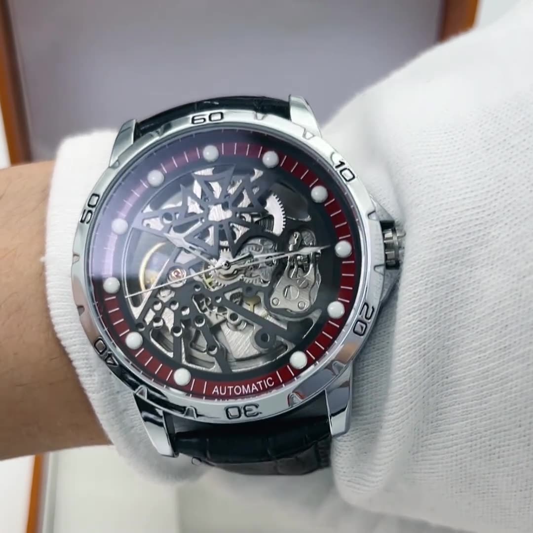 qlls奇洛时男士机械腕表跨境热款镂空商务运动表全自动机械手表男