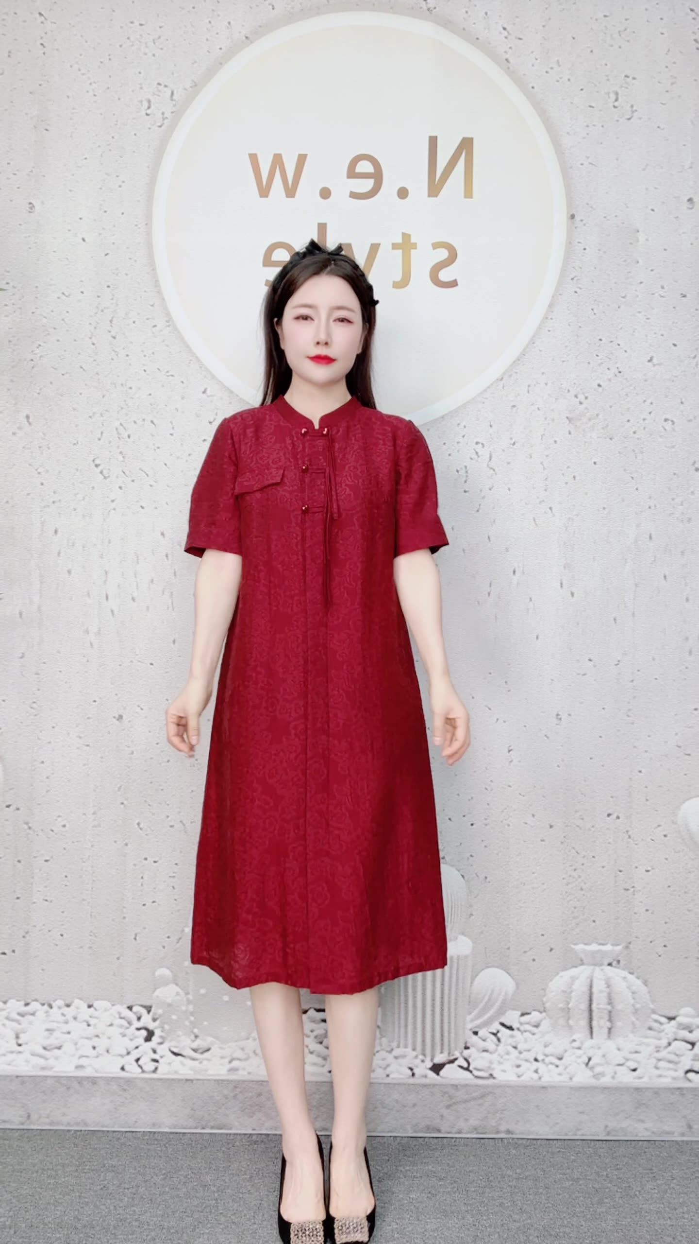 2024年夏季品牌专柜新品改良版提花显瘦旗袍短袖汉派连衣裙-阿里巴巴