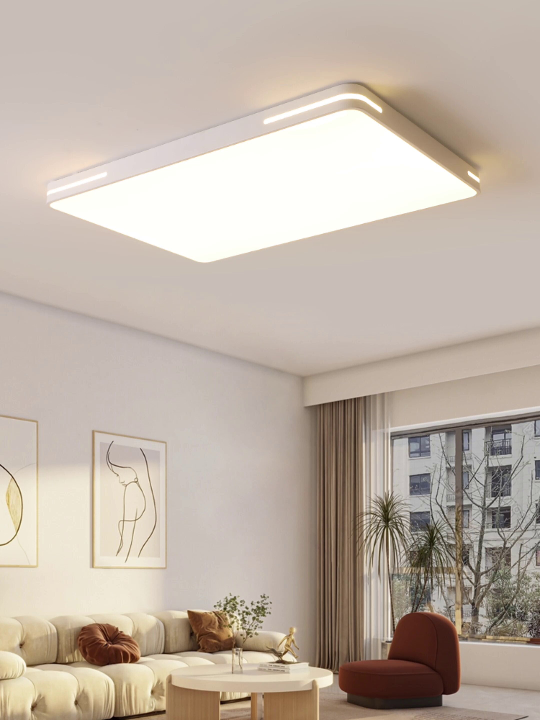 现代简约风百搭各种装修风格,我家是北欧混搭日系,装上之后整个客厅