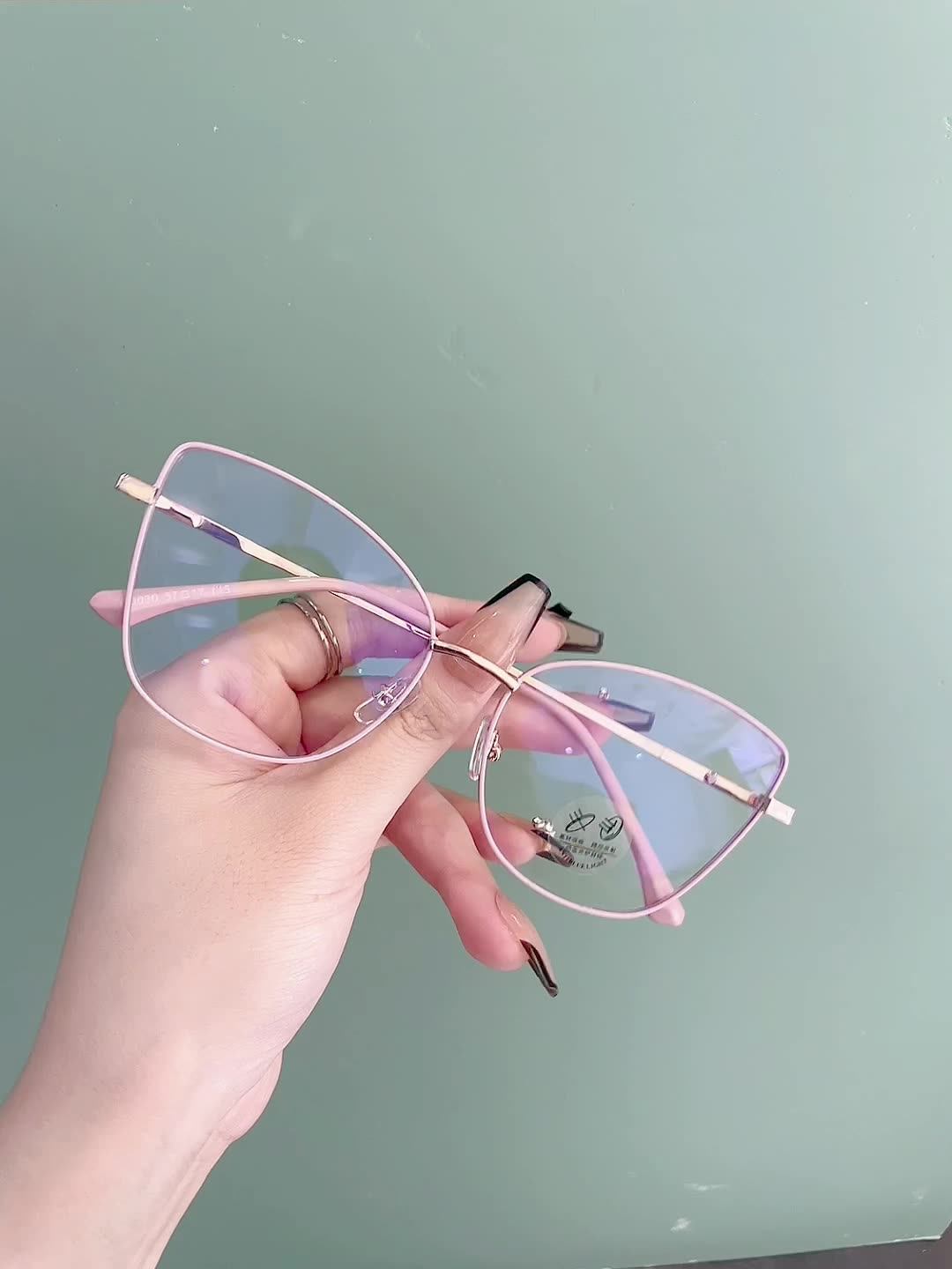 新款时尚猫眼眼镜框 潮流日系金属眼镜架个性街拍防蓝光眼镜80030