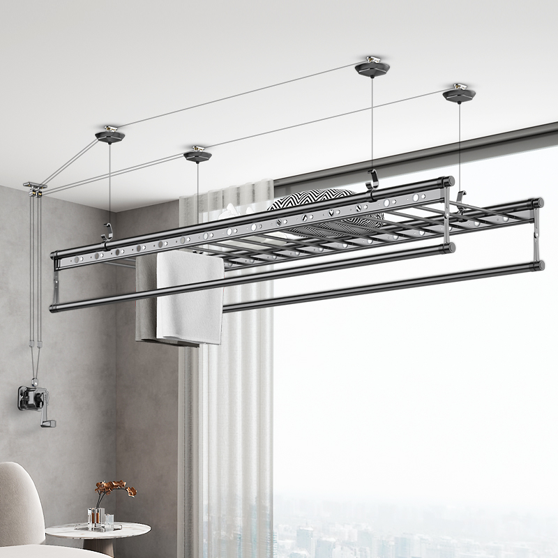 images 2:Lifting clotheshorse Balcony Hand-dryer Clotheshorse-dryer Double-lever Home Automatic top-fit Manual Drying Hanger Cool Clothes images 2:Lifting clotheshorse Balcony Hand-dryer Clotheshorse-dryer Double-lever Home Automatic top-fit Manual Drying Hanger Cool Clothes