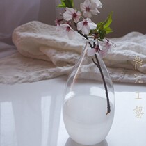 Guofeng beam mouth glass flower vessel simple transparent flower arrangement glass bottle home decoration decoration hydroponic vase fine mouth