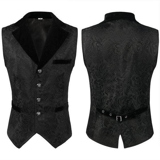 European and American retro gothic jacquard vest men's host dress velvet splicing suit collar horse clip hairstylist jacket
European and American retro gothic jacquard vest men's host dress velvet splicing suit collar horse clip hairstylist jacket