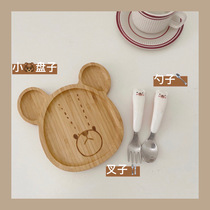 South Korea ins Wind one person food series cute bear face wooden plate plate plate plate dish tableware fruit tray poison