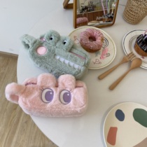 * jelly bubble * Korean ins cute girl big eyes plush pencil bag storage bag cosmetic bag