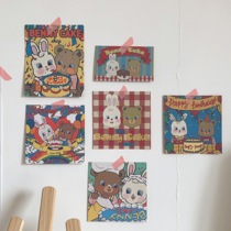 Korea ins same rabbit cake cute girl card wall desk decoration hand account decoration card