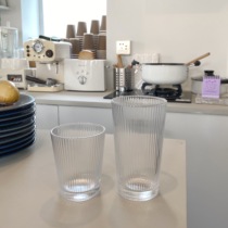 South Korea ins same Japanese pinstripe glass cup milk juice breakfast cup vertical pattern Japanese style