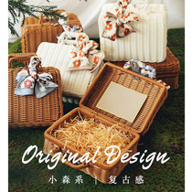 Birthday gift box empty box box packaging box ins wind gift box wooden handmade rattan woven high grade forest gift box