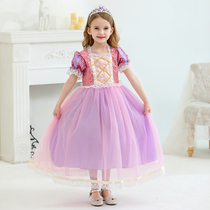 Foreign trade princess nepotism princess Sofia Princess Ice and Snow Skirt Dress Girl Dress Long Hair Princess Dress Dress