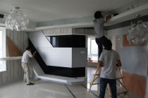 Factory custom-made solid color black white red purple paint tempered TV background wall art glass restaurant desktop