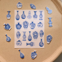 YIJIA handmade｜Chinese style blue and white porcelain vase handmade soft pottery earrings water transfer color stickers