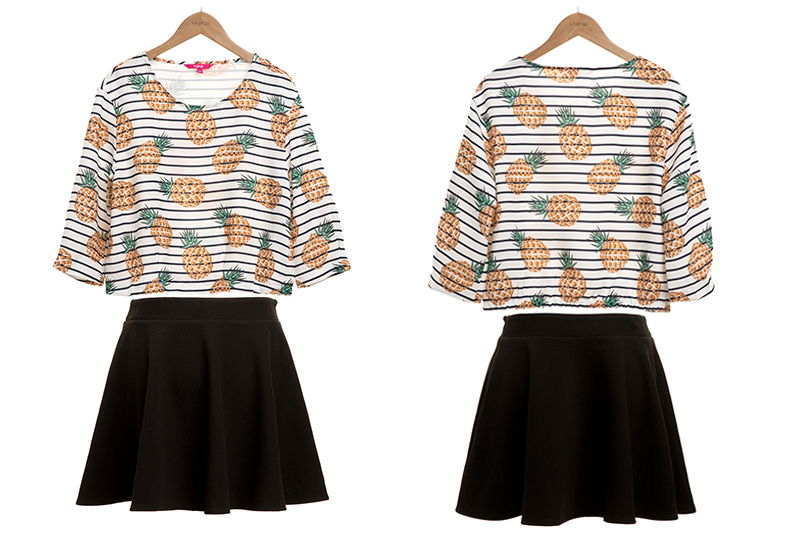 勿上Lagogo拉谷谷时尚套装女条纹两件套连衣