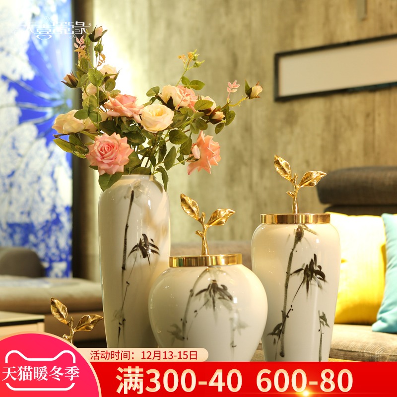 Jingdezhen ceramic vases, flower arranging is furnishing articles of modern light key-2 luxury sitting room porch ark of new Chinese style household ornaments