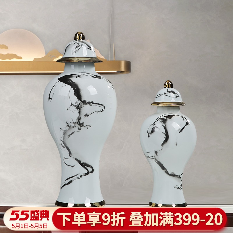 Jingdezhen general ink tank ceramic vase furnishing articles large Chinese style living room between example home decoration decoration