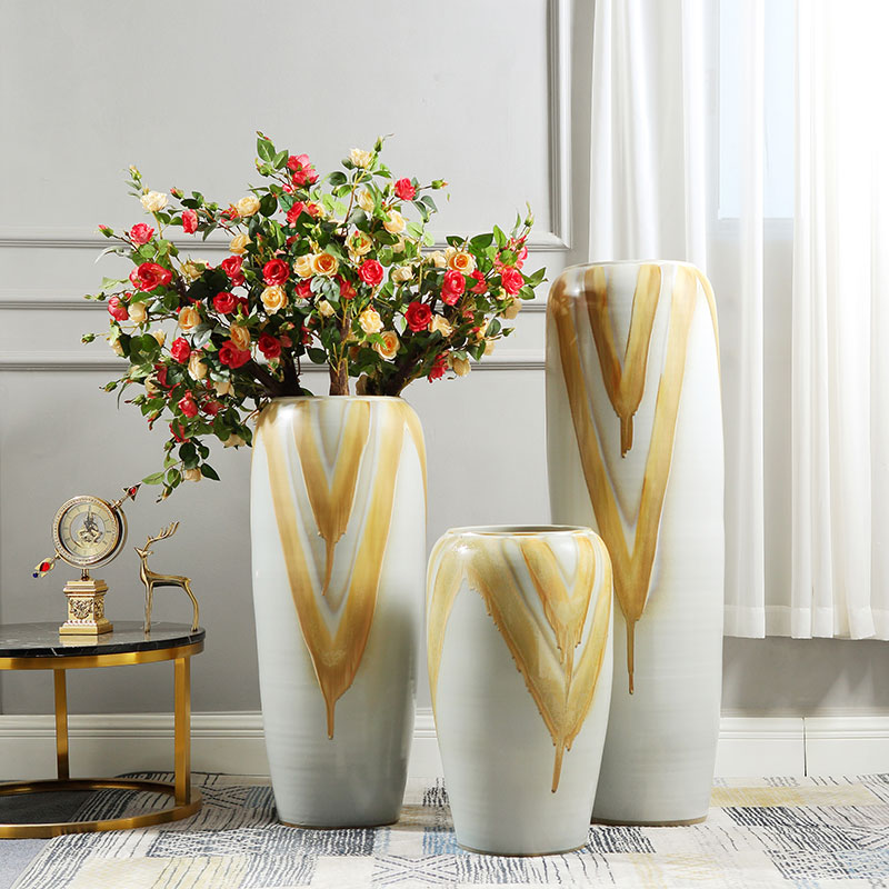 European ceramic vase landing simulation flower suit sitting room hotel large flower POTS porch villa decorations