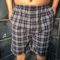 Summer middle-aged shorts male dad middle-aged and elderly beach pants plaid cotton father thin casual five-point pants