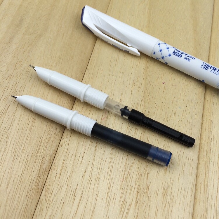 批发爱好文具20253钢笔兰花瓷抽墨式 换囊两用塑料钢笔 极细笔尖