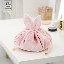 Velvet lazy cosmetic bag large capacity travel portable drawstring pocket girl ins cosmetics storage bag