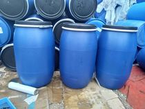 Used 200 liters plastic bucket 200 liters with iron hoop flange barrel blue chemical glue barrel enzyme barrel dark barrel