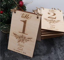 Customized wedding table number plate wedding supplies home party wedding props digital card carving customization