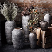 Retro ceramic dried flower floor large vase decorative ornaments living room flower arrangement pottery pot