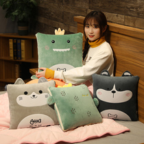 Pillow quilt dual-purpose coral velvet girl cute nap office car multi-function pillow blanket two-in-one