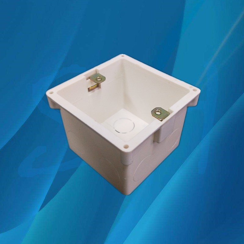 86hs60pvc带孔线盒预埋底盒带固定孔暗盒 带圈带耳朵暗装盒开关盒_双