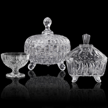 European transparent crystal glass sugar jar storage snacks seasoning candy jar ice cream salad Cup