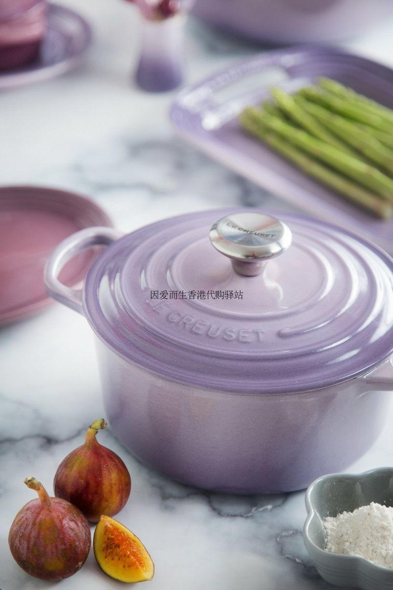 酷彩le creuset 蓝铃紫 鸢尾紫 16cm/18cm/20cm/圆形深烧锅铸铁锅