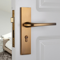 Taiwan Yibai American yellow ancient copper door lock indoor Nordic antique copper bedroom New Chinese silent door lock set