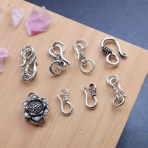 Promotional Silver Accessories Thai Handmade Silver DIY Beaded Bracelet Necklace Silver Buckle 925 Silver Vintage Old S-shaped Buckle