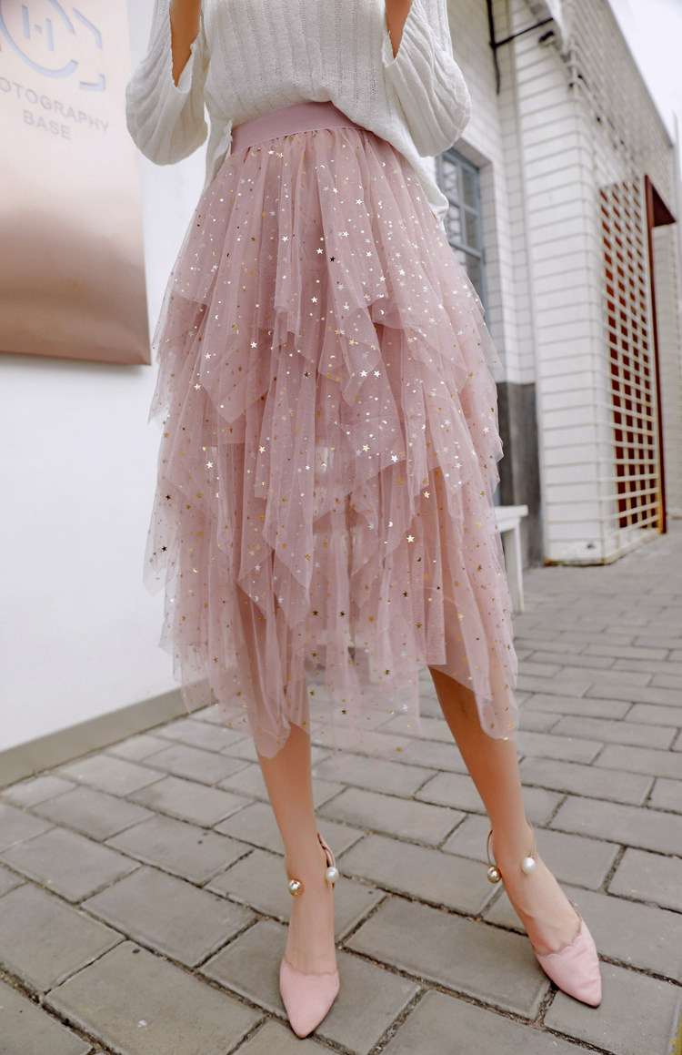 特价,可退换,库存,实拍9006纱裙春款不规则星星半身蛋糕裙