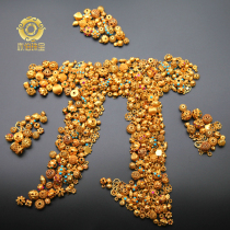 Yibo India old gold Nepal handmade gold 18K accessories Plain gold Ancient gold flower holder spacer with bead hand rope