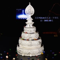 Foot silver hand-embossed sterling silver Manzaman tea Luoshu Manzha Buddha Hall feeder 12cm without tray