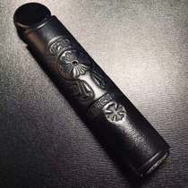 Yue carved 3rd generation spiritual point relx sharp engraved York protective case leather handmade custom hanging neck cover head layer cowhide