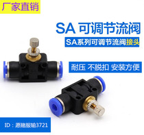 Pneumatic quick plug gas pipe quick connector SPA pipe throttle valve LSA4 6 8 10 12 flow control valve