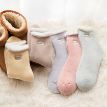 Winter socks womens thick home warm socks Korean version of the long cute plush socks Pure cotton tube warm feet sleeping socks