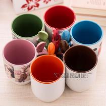Thermal transfer mug insert spoon inside colour white cup Mark cup coating liquid personality DIY image cup
