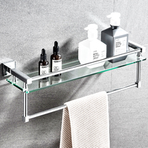 Bathroom toilet toilet all copper tempered glass rack single-layer Wall Wall toilet perforated towel rack