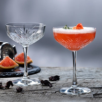 European imported glass cocktail Cup creative vintage red wine glass carved goblet Champagne Martini Cup