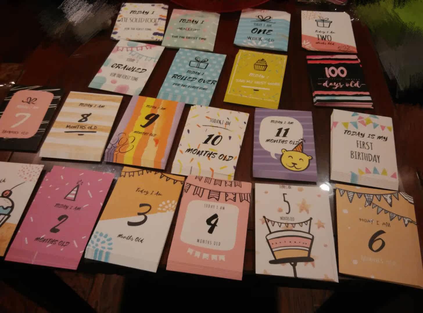 新生宝宝年龄记录拍照摆拍卡片成长纪念礼物新生儿月份拍照卡道具