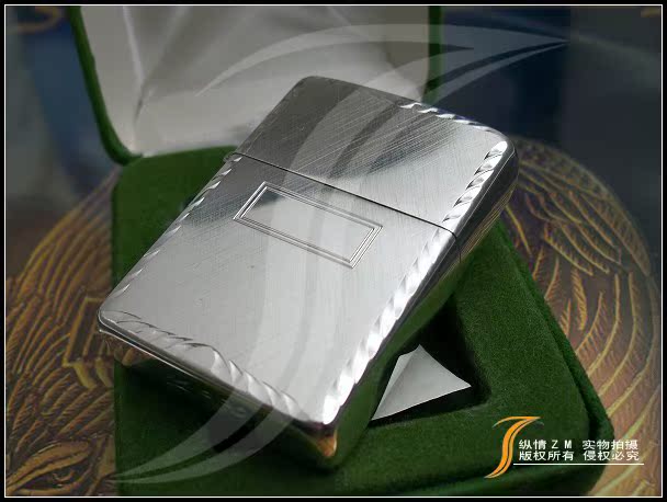 原装正品zippo 60-70年代美版磨砂花纹#14纯银打火机