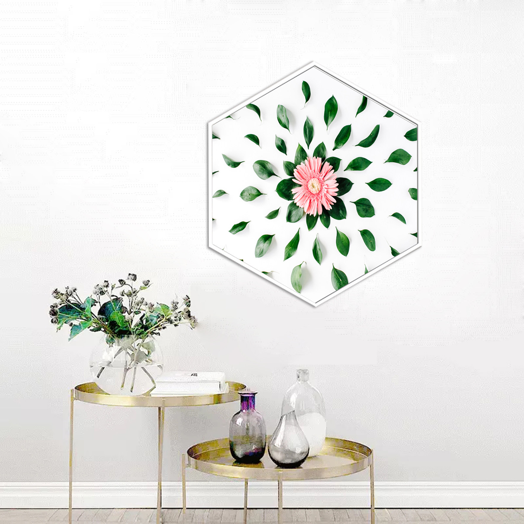 新品心花怒放六边形小清新ins玄关装饰画北欧餐厅墙画客卧室壁画