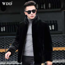 Whole mink mens leather grass mink fur coat men import ferrets Mink Collar Short mink jacket Haining mink fur coat jacket