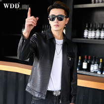 Haining leather leather mens short slim style Korean handsome motorcycle sheep leather jacket thin youth trend coat