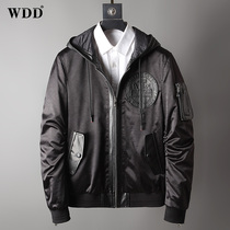 2021 autumn winter new genuine leather leather clothes mens short section hat Hainen goat leather jacket handsome and single leather slim coat