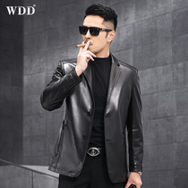 Henning Genuine Leather Leather Clothing Mens Head Layer Fetal Calf Leather Suits short Leather Jacket Trendy Leather Jacket Trendy Spring Thin Jacket