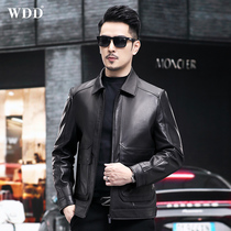 2022 autumn Haining leather jacket mens short fetal cowhide motorcycle suit leather jacket middle-aged single leather jacket thin section