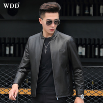 2021 new henning genuine leather leather clothing mens mountain goat leather short and neckline locomotive clothes leather jacket handsome jacket tide