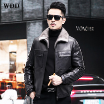 Mink fur jacket mens whole mink leather jacket short fetal cowhide jacket mink liner fur coat winter